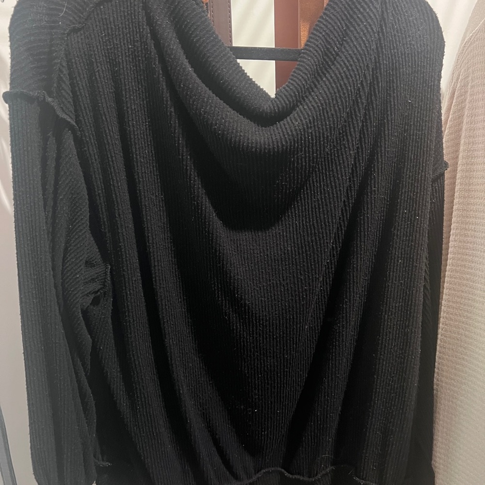 Free people thermal Black Cowl Neck Sweater